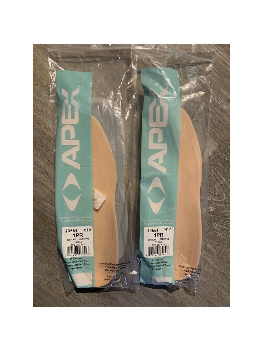 APEX Orthotics 40664 Without Gel Mens Size 10 Tan 2 Pair NEW!